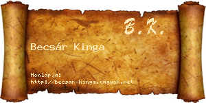 Becsár Kinga névjegykártya
